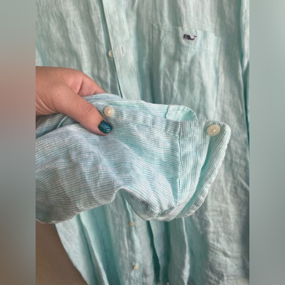 Vineyard Vines 100% Linen Striped Button Down Shirt Size XXL NEW Classic Fit - Picture 3 of 5